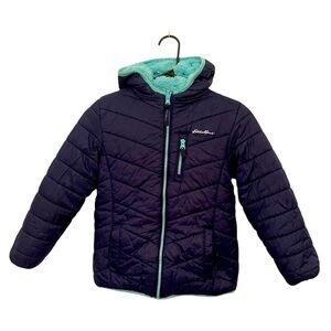 Eddie Bauer Jacket Reversible Blue Winter Warm Kids Size Small (7/8)